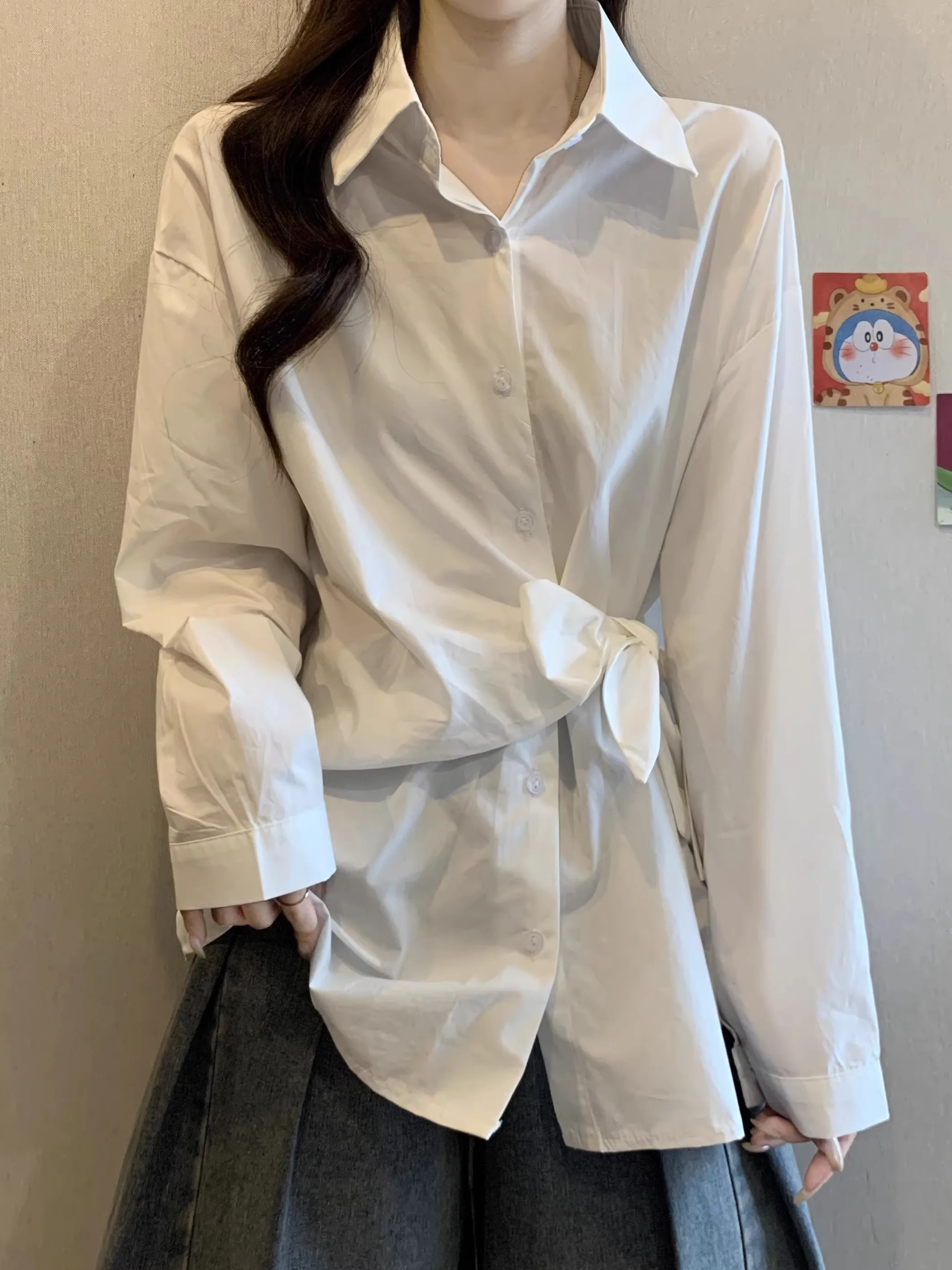 Ele White Long Sve irt с поясом, весна 2026, женский модный универсальный топ больших размеров для поездок на работу
Ele White Long Sve irt с поясом, весна 2026, женский модный универсальный топ больших размеров для поездок на работу