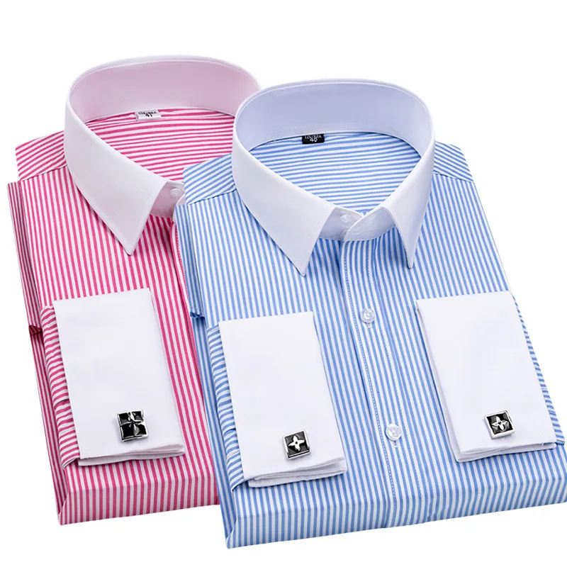 2025 Men's French Cufflink Shirt Slim-fit Colored Collar Business Dress Men's Long Sleeve Striped Shirt Collar
2025 Men's French Cufflink Shirt Slim-fit Colored Collar Business Dress Men's Long Sleeve Striped Shirt Collar
