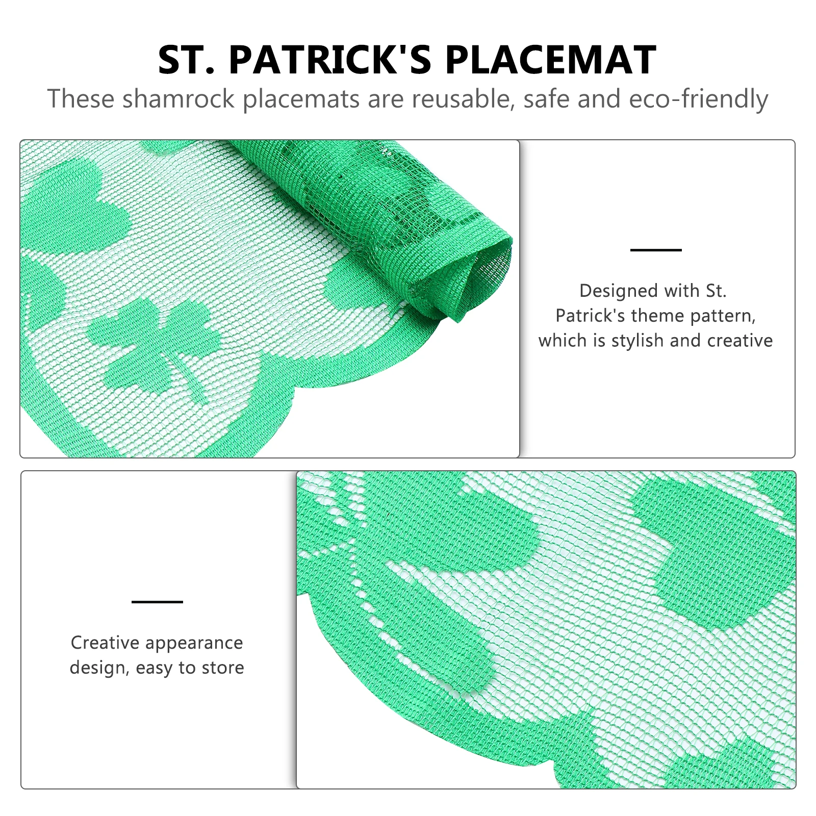 Table Decoration Set Fashionable Ornament Patrick's Day Shamrock Placemat Beautiful Pad Stylish Festive Party
Table Decoration Set Fashionable Ornament Patrick's Day Shamrock Placemat Beautiful Pad Stylish Festive Party