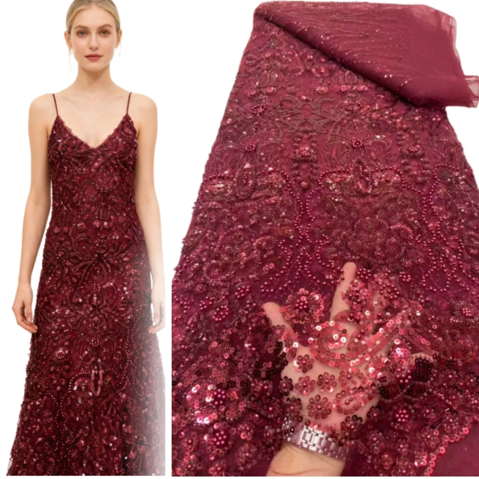 African Lace Fabric 2026 Sequins Beaded Embroidery Groom Nigerian Bridal High Quality French Tulle Lace Fabric for Wedding 1773
African Lace Fabric 2026 Sequins Beaded Embroidery Groom Nigerian Bridal High Quality French Tulle Lace Fabric for Wedding 1773