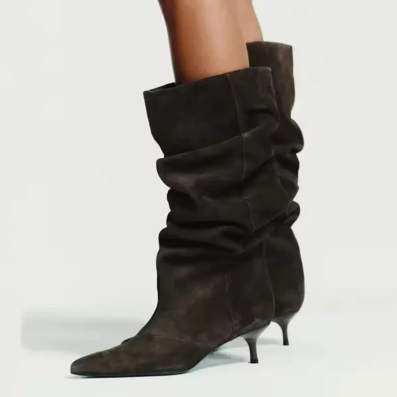 Eilyken Fashion Vintage Pointed Toe Thin Heels Women Knee-High Boots Autumn Winter Designer Pleated Botas De Mujer
Eilyken Fashion Vintage Pointed Toe Thin Heels Women Knee-High Boots Autumn Winter Designer Pleated Botas De Mujer