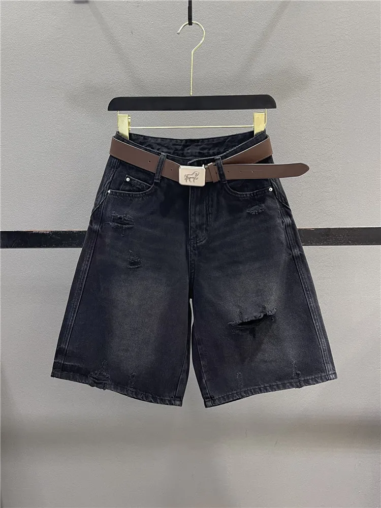 American Retro Hole Denim Five-Point Pants Women Summer New Loose Slim Straight Leg Wide Leg Middle Pants Casual High Waist
American Retro Hole Denim Five-Point Pants Women Summer New Loose Slim Straight Leg Wide Leg Middle Pants Casual High Waist