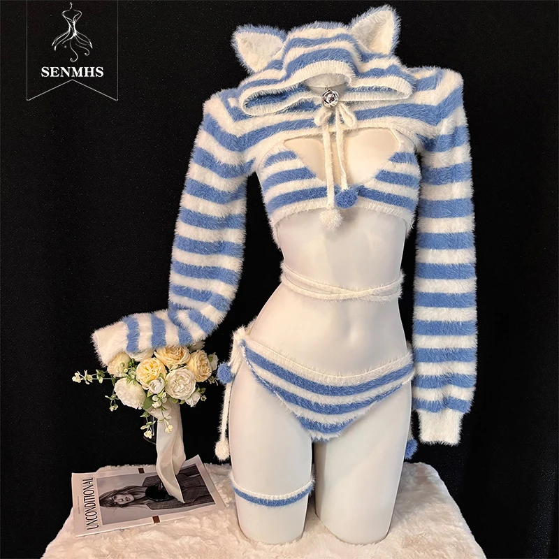 SENMHS Original Anime Cute Lolita Blue White Striped Bear Hooded Furry Sweater Cosplay Sexy Lingerie MiniBikini Suit Pajamas new
SENMHS Original Anime Cute Lolita Blue White Striped Bear Hooded Furry Sweater Cosplay Sexy Lingerie MiniBikini Suit Pajamas new
