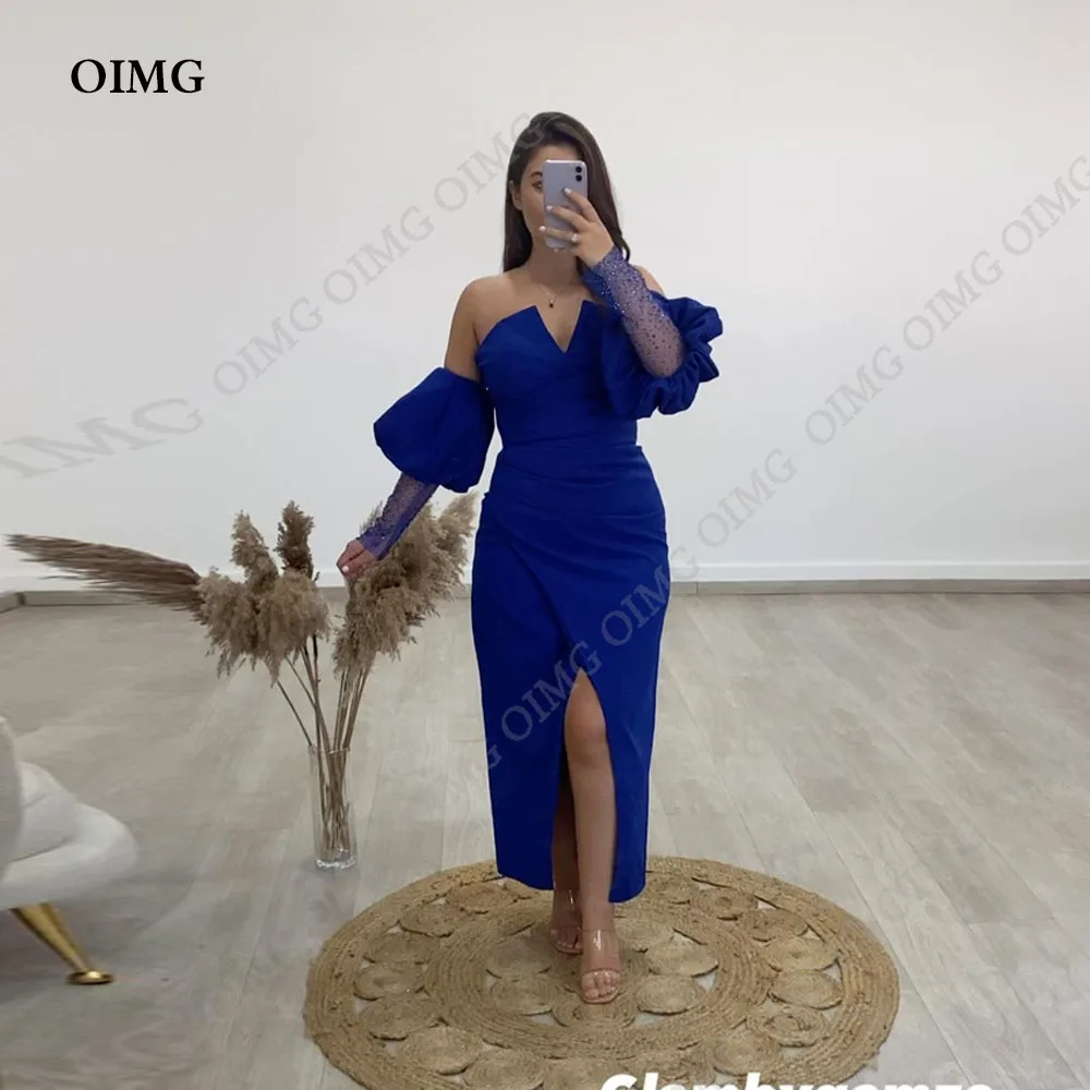 OIMG Simple Blue Sequins Evening Dresses Strapless Zipper Back Front Slit Abendkleider Robes De Soirée Women Prom Gowns Dress
OIMG Simple Blue Sequins Evening Dresses Strapless Zipper Back Front Slit Abendkleider Robes De Soirée Women Prom Gowns Dress