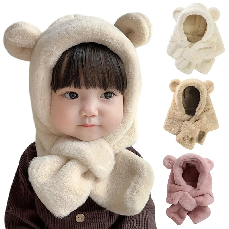 Winter Baby Hat Scarf One-Piece Faux Fur Kids Hats Cute Bear Ears Warm Neck Ear Cap for Girls Boys Windproof Beanies Infant Cap 
Winter Baby Hat Scarf One-Piece Faux Fur Kids Hats Cute Bear Ears Warm Neck Ear Cap for Girls Boys Windproof Beanies Infant Cap