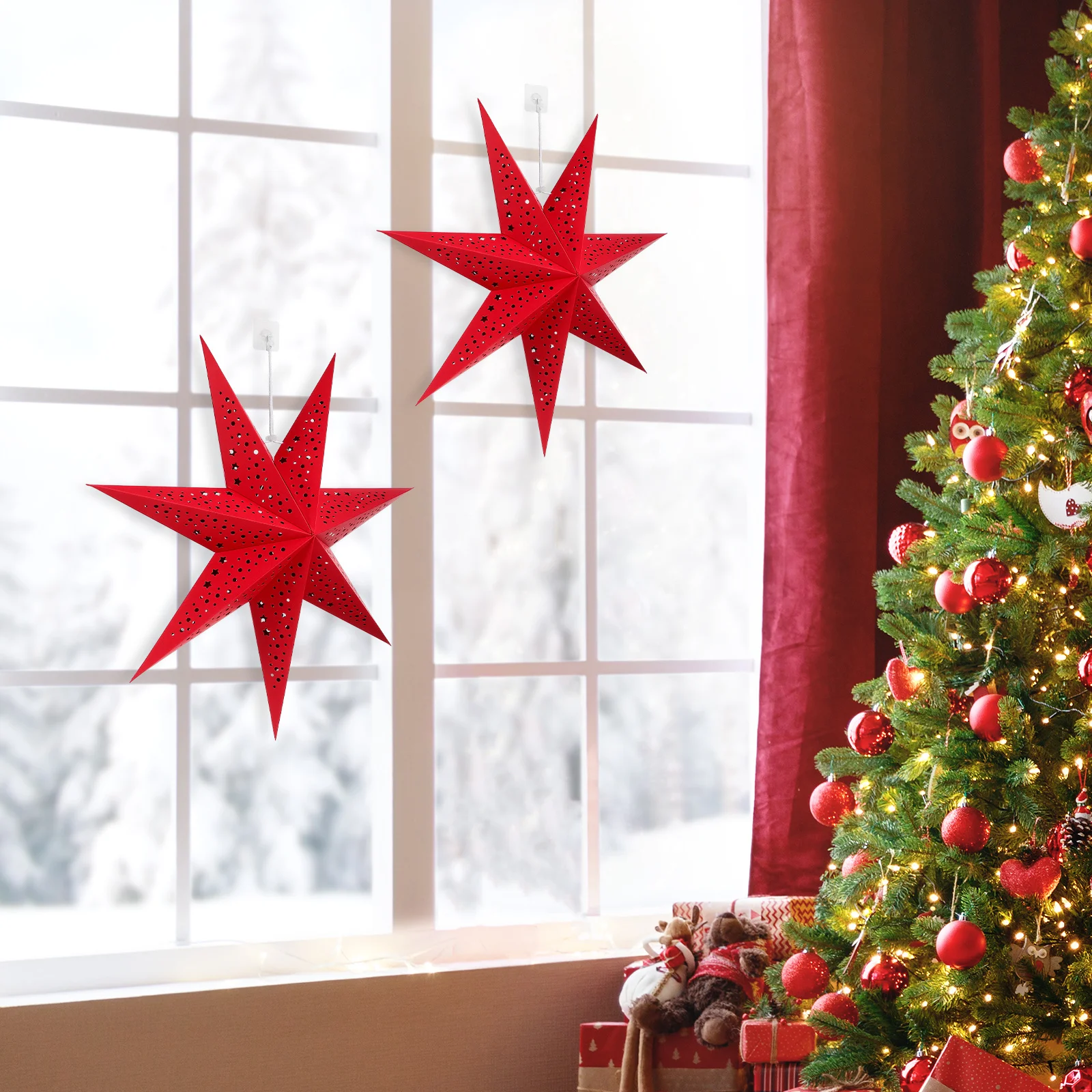 3pcs 7-Angled Star Lampshade Paper 3D Hanging Ceiling Decor For Xmas Party Pendant Light Cover Stereoscopic Star Lantern
3pcs 7-Angled Star Lampshade Paper 3D Hanging Ceiling Decor For Xmas Party Pendant Light Cover Stereoscopic Star Lantern