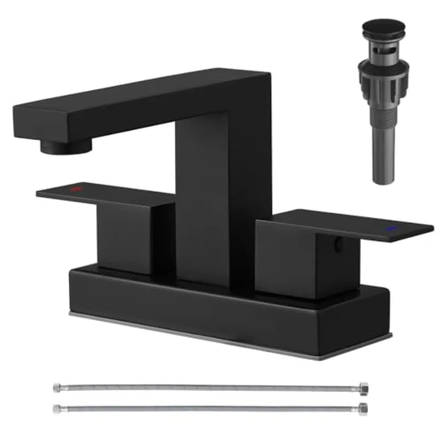4 inch Bathroom Sink Faucet Centerset Bathroom Faucets for Sink 2 or 3 Hole with Pop-Up Drain and Supply Lines 304 Stainless St
4 inch Bathroom Sink Faucet Centerset Bathroom Faucets for Sink 2 or 3 Hole with Pop-Up Drain and Supply Lines 304 Stainless St