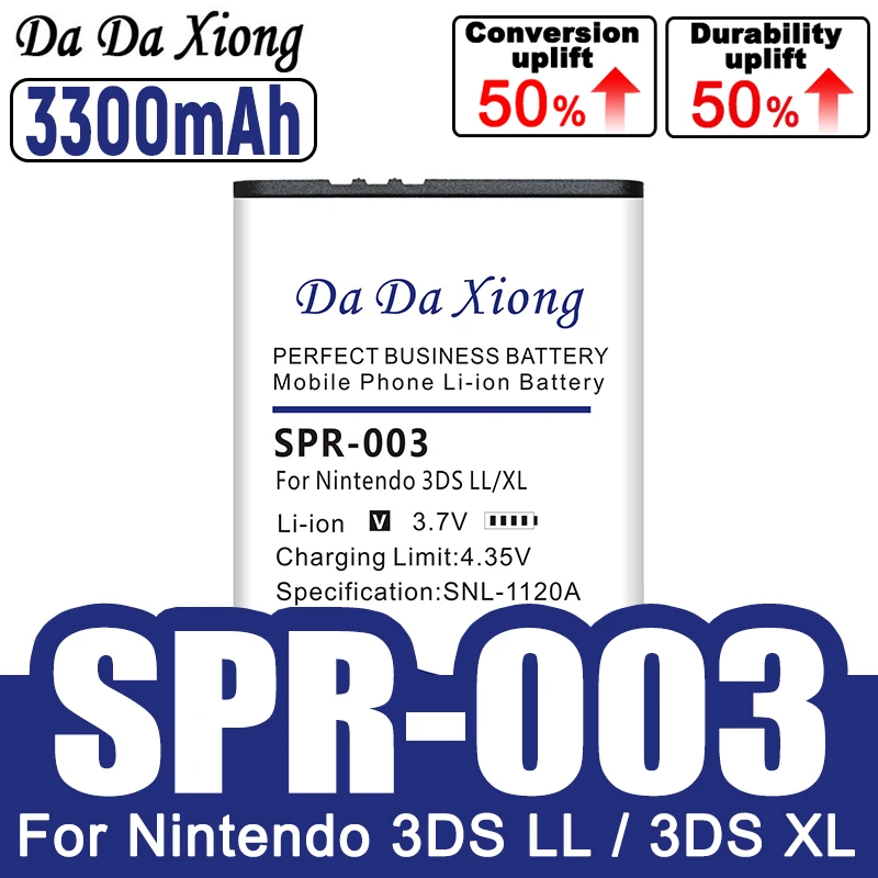 SPR-003 SPR003 SPR 003 3300 мАч литий-ионная аккумуляторная батарея для Nintendo 3DSLL 3DSXL НОВЫЙ 3DSLL НОВЫЙ 3DSXL
SPR-003 SPR003 SPR 003 3300 мАч литий-ионная аккумуляторная батарея для Nintendo 3DSLL 3DSXL НОВЫЙ 3DSLL НОВЫЙ 3DSXL