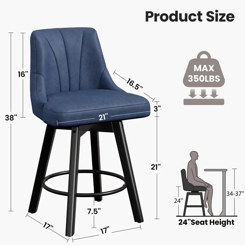 Counter Height Swivel Bar Stools, 24inch holstered PU Leather Barstools Set of 3, Counter Stool Chair with Back amp Solid Woo
Counter Height Swivel Bar Stools, 24inch holstered PU Leather Barstools Set of 3, Counter Stool Chair with Back amp Solid Woo