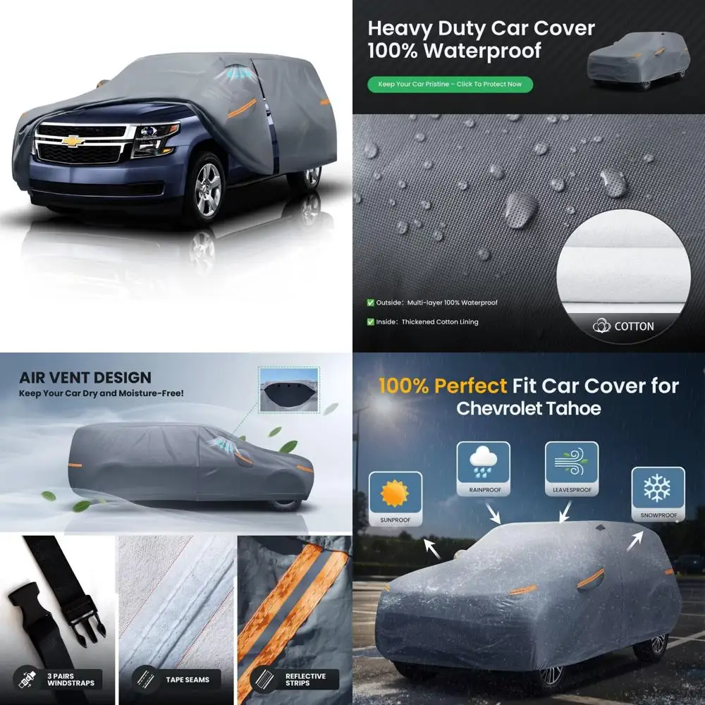 Waterproof Heavy-Duty SUV Car Cover for All Weather Protection, Outdoor Full Exterior Cover for Large SUVs, Rain Sun Wind Resist
Waterproof Heavy-Duty SUV Car Cover for All Weather Protection, Outdoor Full Exterior Cover for Large SUVs, Rain Sun Wind Resist