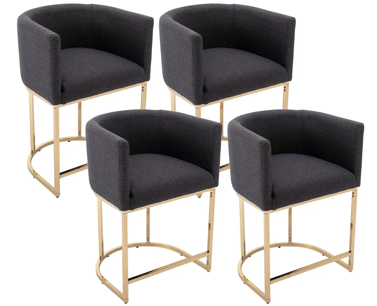24in Counter Stool Barrel Back Arms 4.5in Cushioned Seat Linen Kitchen Island Gold Metal Frame Set 4 Customized
24in Counter Stool Barrel Back Arms 4.5in Cushioned Seat Linen Kitchen Island Gold Metal Frame Set 4 Customized