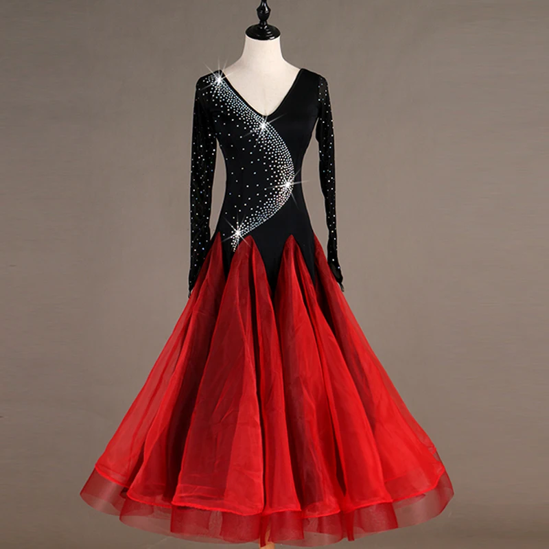 Ballroom Dance Dress Standard Rhinestones Contrast Colors Ballroom Practice Wear for Women V-neck Long Sleeves Competition Waltz
Ballroom Dance Dress Standard Rhinestones Contrast Colors Ballroom Practice Wear for Women V-neck Long Sleeves Competition Waltz
