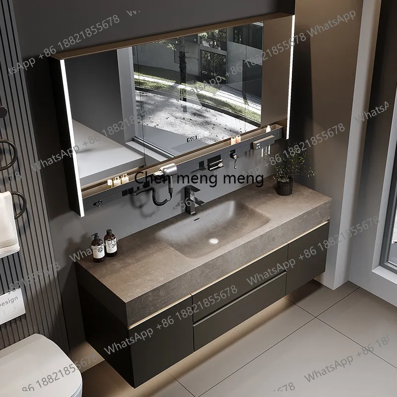 Light luxury rock slab hot bending integrated basin bathroom cabinet combination washstand
Light luxury rock slab hot bending integrated basin bathroom cabinet combination washstand
