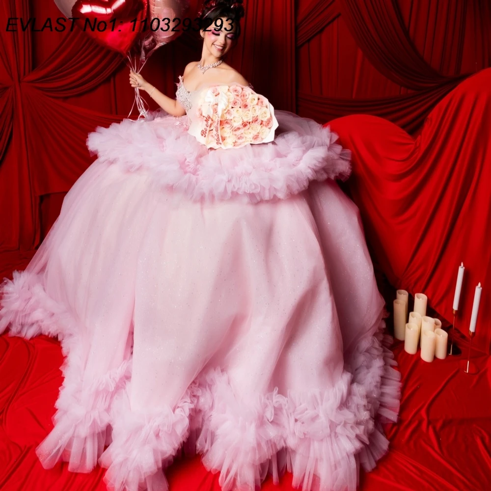 EVLAST Customized Glitter Pink Quinceanera Dress Ball Gown Ruffles Lace Applique Beading 2026 Sweet 16 Vestidos De 15 Anos AQ204
EVLAST Customized Glitter Pink Quinceanera Dress Ball Gown Ruffles Lace Applique Beading 2026 Sweet 16 Vestidos De 15 Anos AQ204