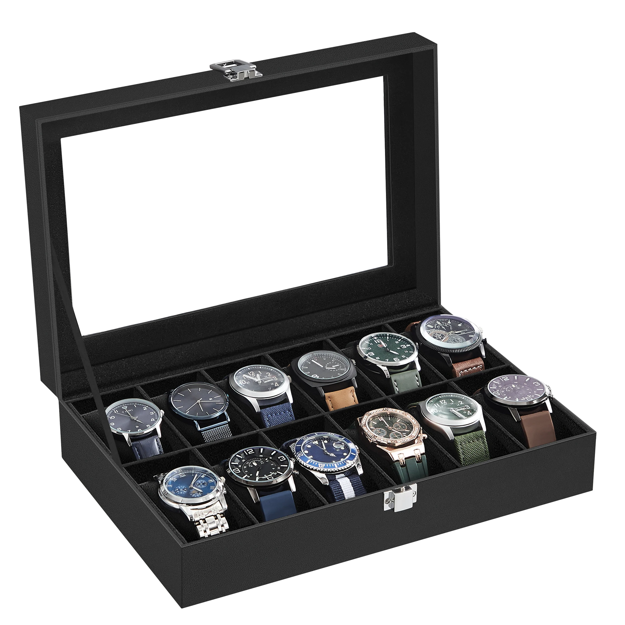 SONGMICS Watch Box 12-Slot Case with Large Glass Lid Removable Pillow Watch Storage Organizer Gift for Men Women
SONGMICS Watch Box 12-Slot Case with Large Glass Lid Removable Pillow Watch Storage Organizer Gift for Men Women