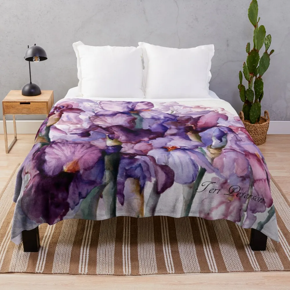 Purple Iris Garden Watercolor Throw Blanket Bed Thermals For Travel for winter Decoratives Blankets
Purple Iris Garden Watercolor Throw Blanket Bed Thermals For Travel for winter Decoratives Blankets