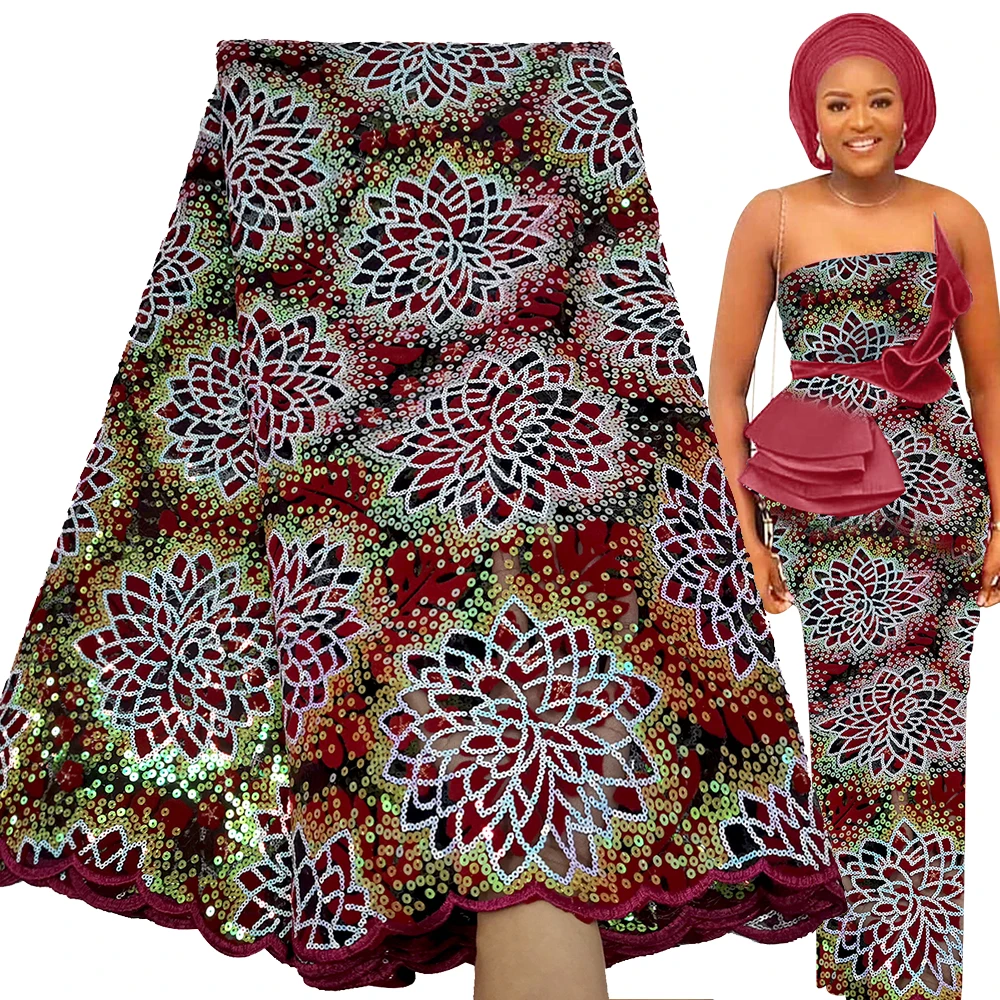 Bestway Fashion Flocking Net African Lace Fabric 5 Yards High Quality Sequence Lace Material Nigerian Wedding Luxury Fabric
Bestway Fashion Flocking Net African Lace Fabric 5 Yards High Quality Sequence Lace Material Nigerian Wedding Luxury Fabric