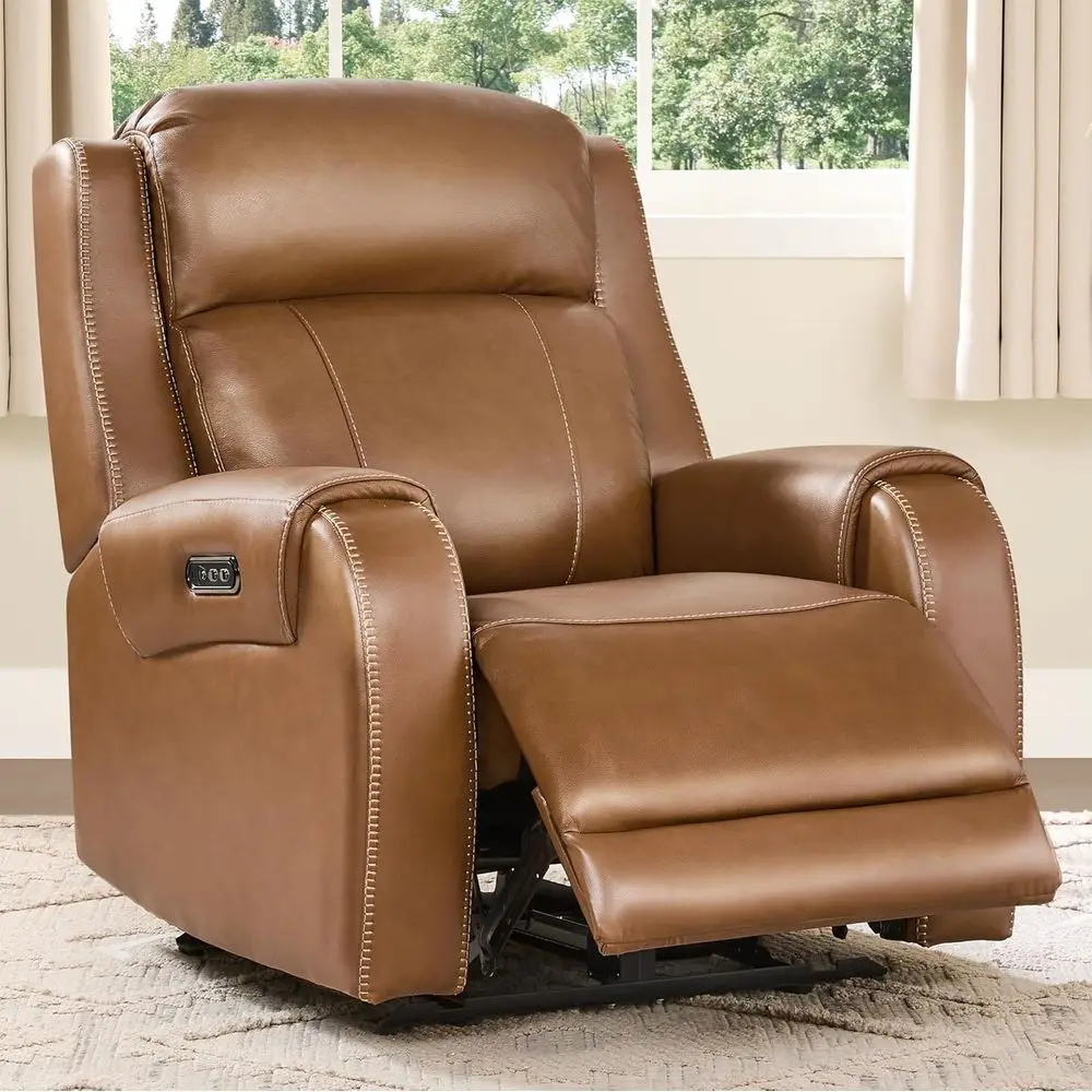 Brown Leather Power Recliner Chair for Adults with Adjustable Power Rest and USB/Type-C Ports, Ideal for Compact Spaces and Livi
Brown Leather Power Recliner Chair for Adults with Adjustable Power Rest and USB/Type-C Ports, Ideal for Compact Spaces and Livi