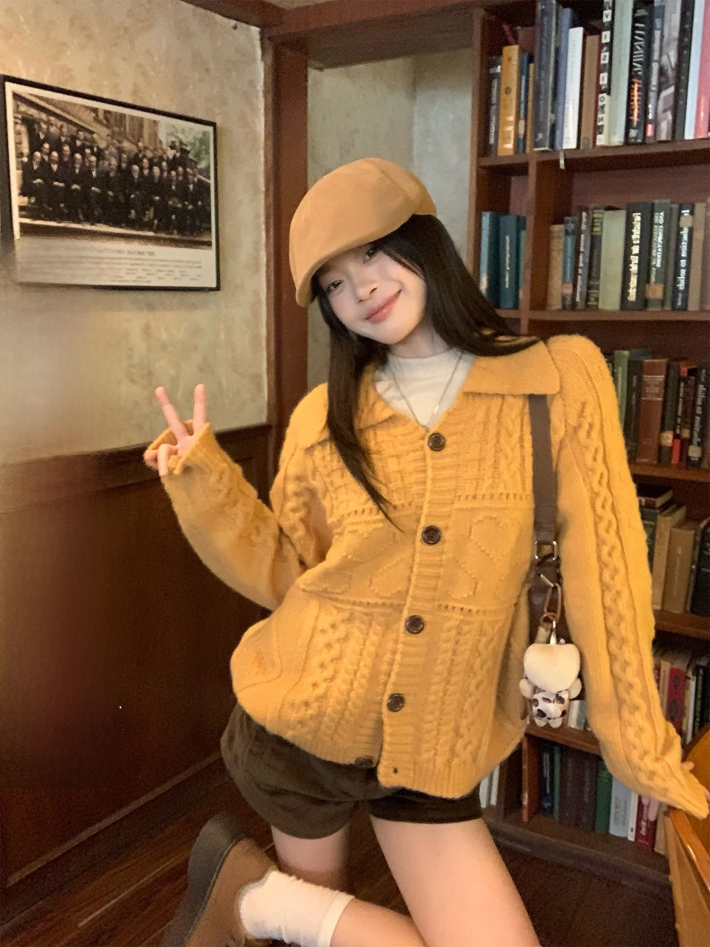 Yellow Knitted Open Cardigan Sweater Women's Sle Sòng Zhèngén Retro Lazy Sle Top Korean Version Loose Fit Long Sve
Yellow Knitted Open Cardigan Sweater Women's Sle Sòng Zhèngén Retro Lazy Sle Top Korean Version Loose Fit Long Sve