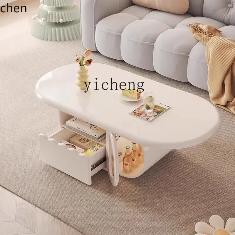 ZMLcream wind coffee table light luxury modern simple living room home creative oval tea table combination
ZMLcream wind coffee table light luxury modern simple living room home creative oval tea table combination