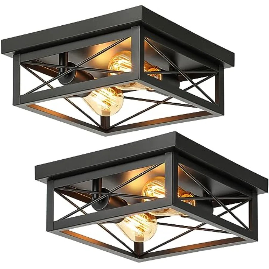 2-Light Industrial Square Flush Mount Ceiling Light, Farmhouse Ceiling Light Fixture for Kitchen, Modern Close to Ceiling Light
2-Light Industrial Square Flush Mount Ceiling Light, Farmhouse Ceiling Light Fixture for Kitchen, Modern Close to Ceiling Light