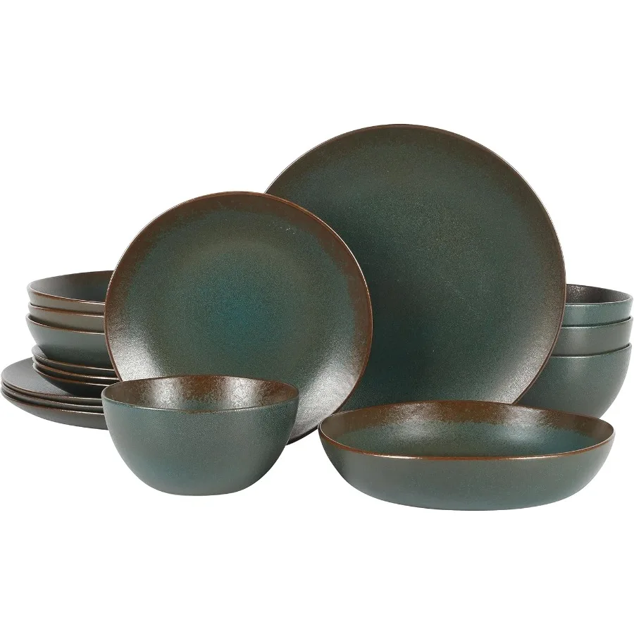 Palermo Sun Double Bowl Stoneware Reactive Glaze Plates and Bowls Dinnerware Set Agave Blue Service for Four 16pcs
Palermo Sun Double Bowl Stoneware Reactive Glaze Plates and Bowls Dinnerware Set Agave Blue Service for Four 16pcs