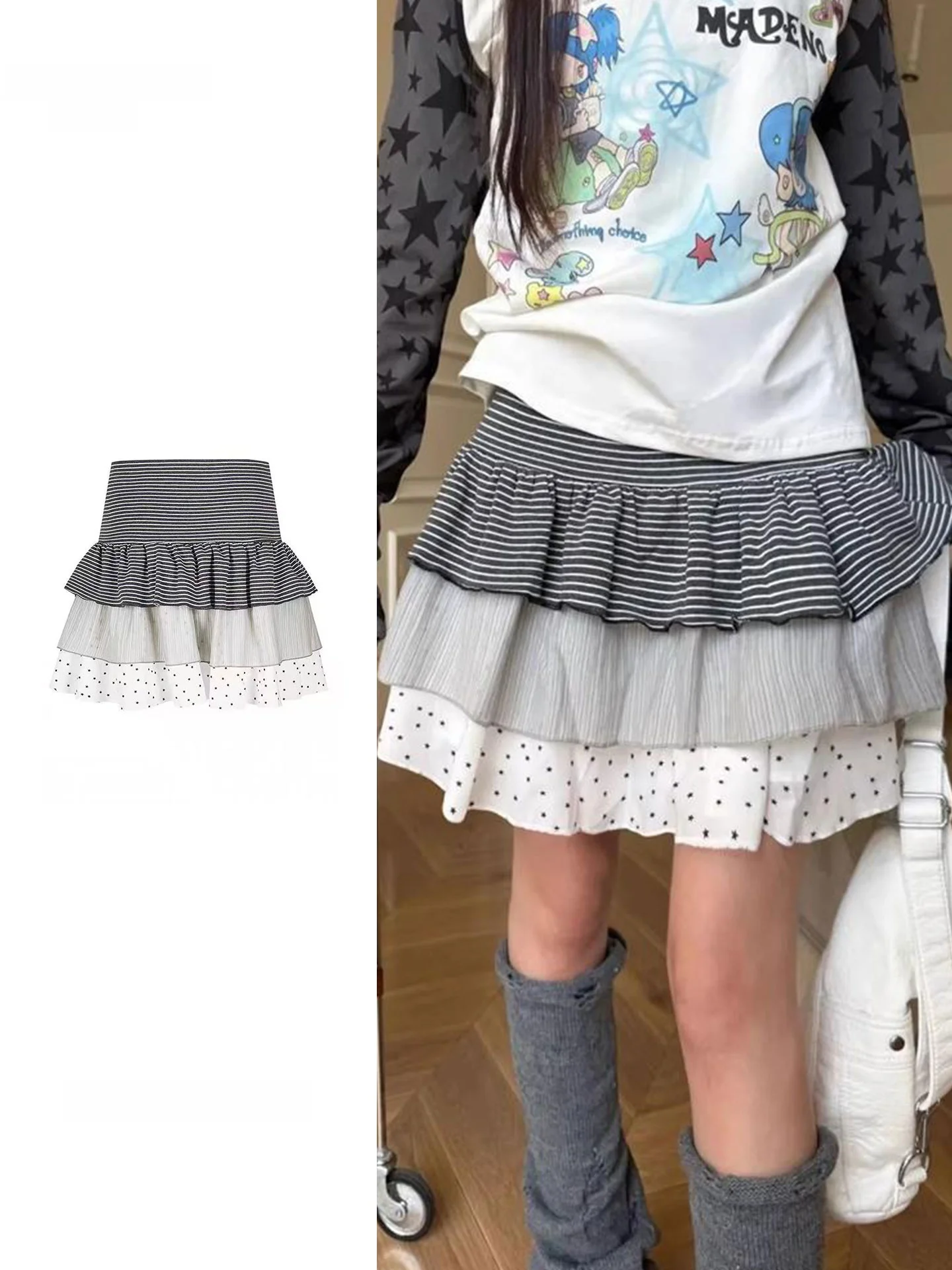 plus Size Three-Panel Polka Dot Stripe Pleated Skirt Women's Spring 2026 Slimming A-Line Splice Cake Skirt Low Waist Design
plus Size Three-Panel Polka Dot Stripe Pleated Skirt Women's Spring 2026 Slimming A-Line Splice Cake Skirt Low Waist Design