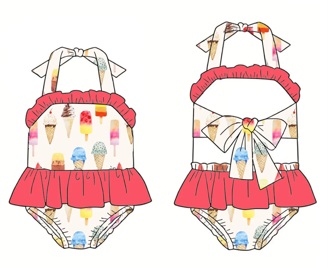 Boutique kid's rompers halter neck Backless bow decoration snap closures skirt Milk silk fabric Popsicle print Custom wholesale
Boutique kid's rompers halter neck Backless bow decoration snap closures skirt Milk silk fabric Popsicle print Custom wholesale
