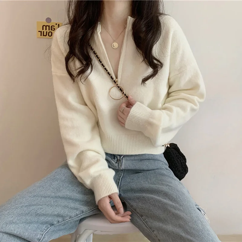 Half Zipper Round Neck Sweater Korean Loose Knitted Jerseys Fall Winter Women's Casual Pullover Fashion Long Sleeve Tops
Half Zipper Round Neck Sweater Korean Loose Knitted Jerseys Fall Winter Women's Casual Pullover Fashion Long Sleeve Tops