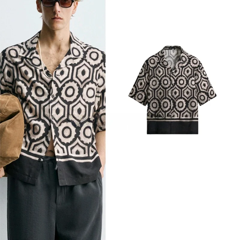 Summer New Men's Loose Fit Bowling Shirt Short Sleeve Printed Geometric Pattern Casual Style Polyester Fiber Breathable Shirt
Summer New Men's Loose Fit Bowling Shirt Short Sleeve Printed Geometric Pattern Casual Style Polyester Fiber Breathable Shirt