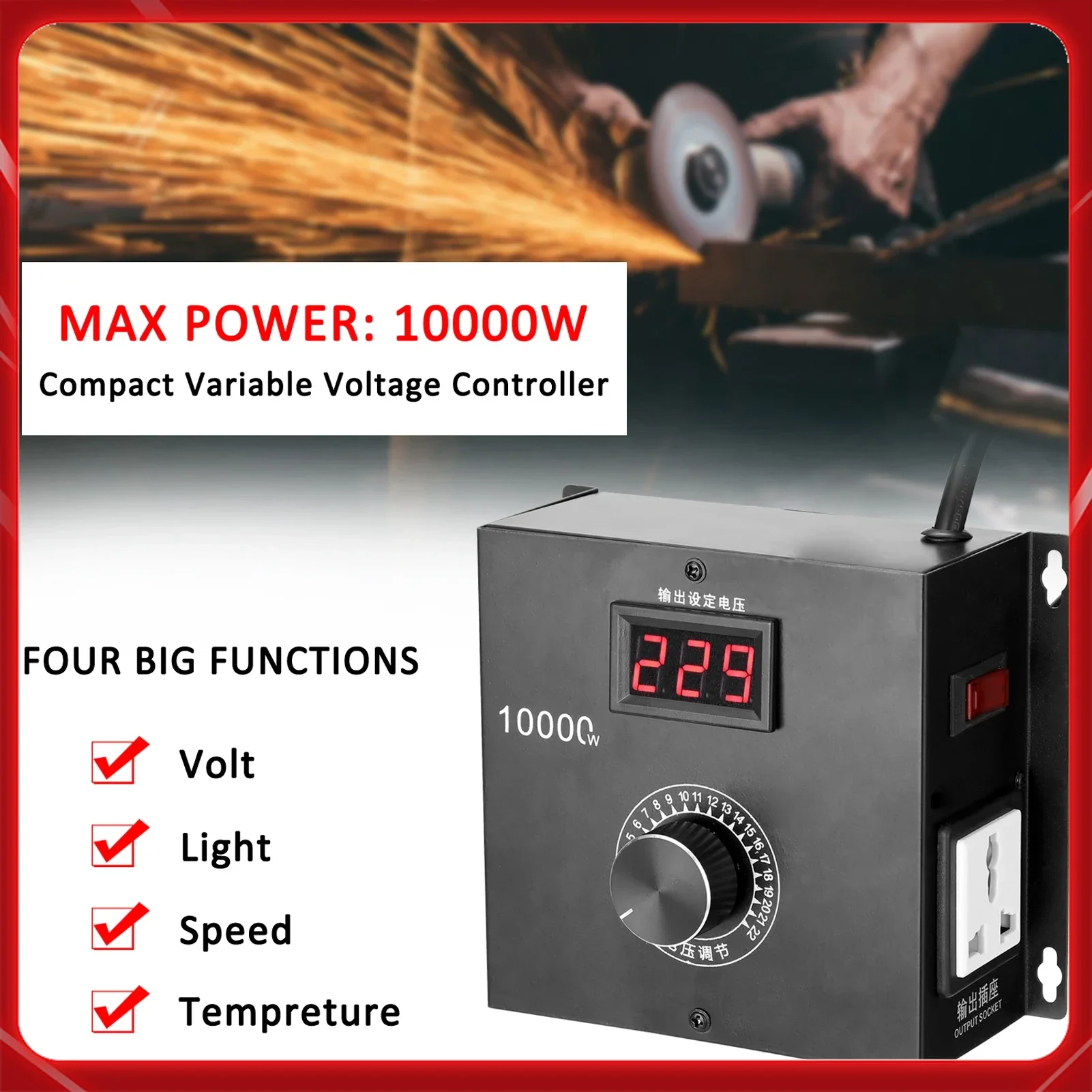10000W Portable Household Compact Variable Voltage Controller Speed Temperature Light Voltage Adjuatable Regulator Dimmer
10000W Portable Household Compact Variable Voltage Controller Speed Temperature Light Voltage Adjuatable Regulator Dimmer