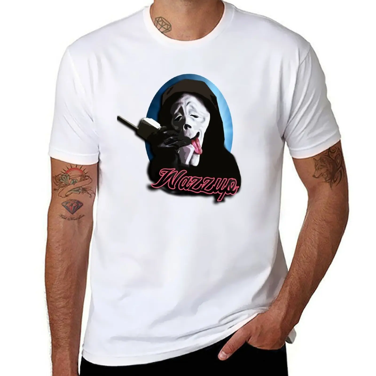 Wazzup-винтажная футболка со страшным фильмом, мужская роскошная мужская футболка, футболка с рисунком
Wazzup-винтажная футболка со страшным фильмом, мужская роскошная мужская футболка, футболка с рисунком