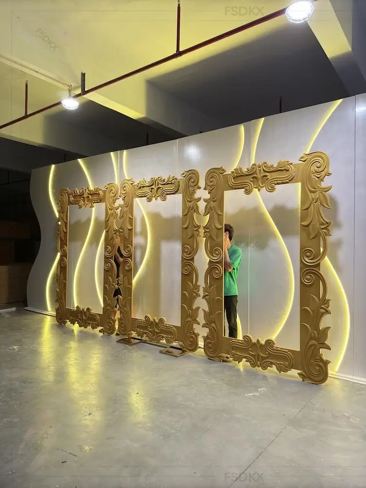 Luxury Gold Pvc Arch Backdrop Stand Custom Hollow Carving Wedding Stage 3d Arch Backdrop
Luxury Gold Pvc Arch Backdrop Stand Custom Hollow Carving Wedding Stage 3d Arch Backdrop