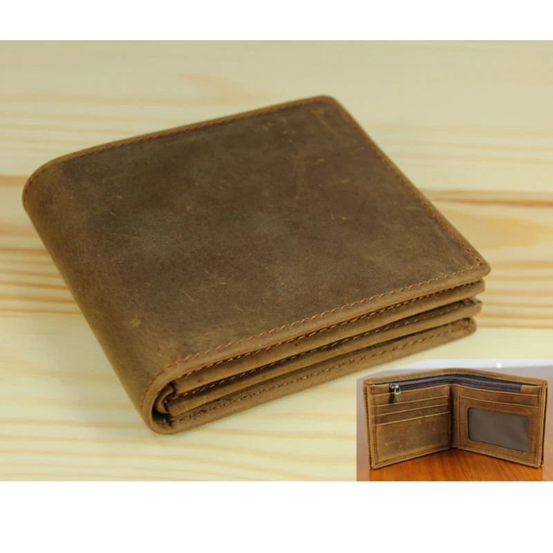 Vintage Crazy horse Genuine Leather Wallet Men Leather wallet Male wallet purse Credit card coin bag short horizontal style F107 
Vintage Crazy horse Genuine Leather Wallet Men Leather wallet Male wallet purse Credit card coin bag short horizontal style F107