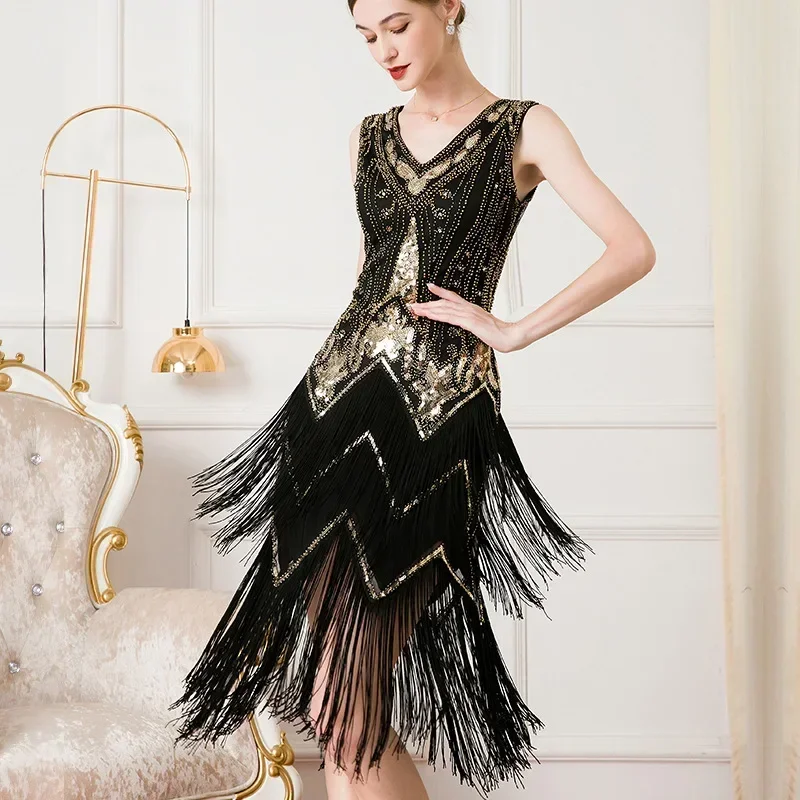 Sexy Women 1920s V-Neck Flapper Gatsby Cocktail Dress Formal Evening Prom Party Dress atsby Dress Mermaid Plus Size Long Formal
Sexy Women 1920s V-Neck Flapper Gatsby Cocktail Dress Formal Evening Prom Party Dress atsby Dress Mermaid Plus Size Long Formal