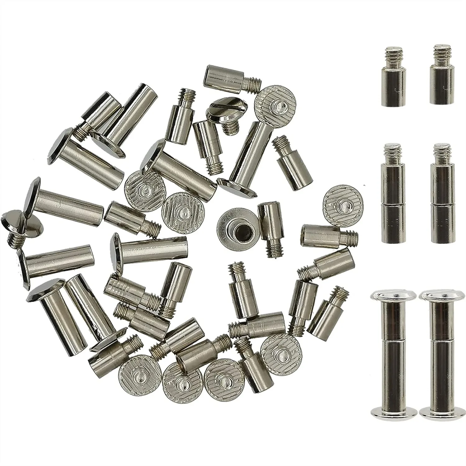 30 Pack Chicago Screws and Extension Posts for Binding Scrapbook Photo Album Refill Pages with 5mm Diameter
30 Pack Chicago Screws and Extension Posts for Binding Scrapbook Photo Album Refill Pages with 5mm Diameter