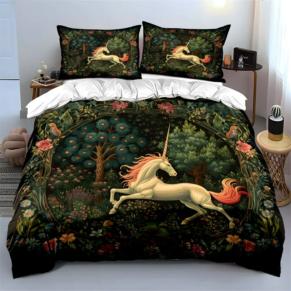 "Magical Unicorn Forest Ensemble Set" kid's and adults' bedroom decor, Exquisite three-piece bedding set gift
"Magical Unicorn Forest Ensemble Set" kid's and adults' bedroom decor, Exquisite three-piece bedding set gift