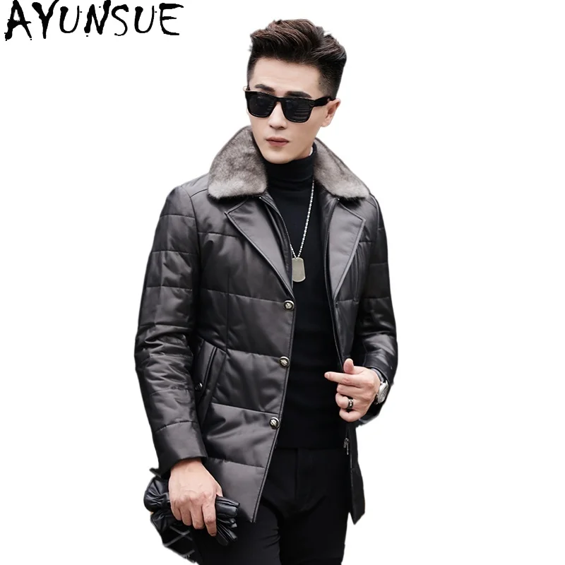 AYUNSUE Genuine Leather Down Jacket Men Winter Mid-long White Duck Down Coat Mink Fur Collar Real Sheepskin Leather Jackets Man
AYUNSUE Genuine Leather Down Jacket Men Winter Mid-long White Duck Down Coat Mink Fur Collar Real Sheepskin Leather Jackets Man