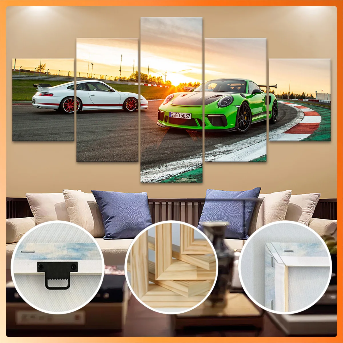 5pcs Wooden Framed Canvas, White and Green Sport Cars at Sunset, Fashion Poster, Art for Home Decoration, Pattern Wall Art
5pcs Wooden Framed Canvas, White and Green Sport Cars at Sunset, Fashion Poster, Art for Home Decoration, Pattern Wall Art