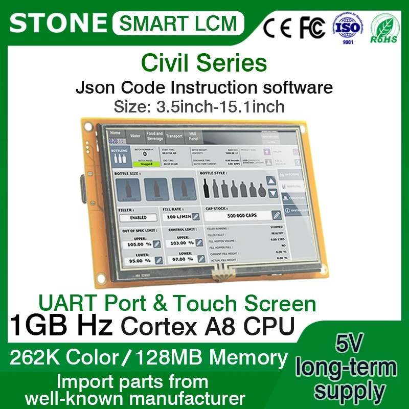4.3 inch HMI Graphic Color LCD Display with Touch Screen + Controller + Serial Interface with Matel Frame
4.3 inch HMI Graphic Color LCD Display with Touch Screen + Controller + Serial Interface with Matel Frame