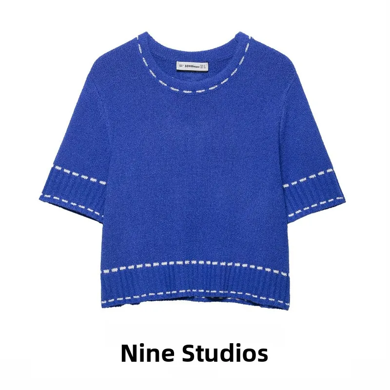 NINE ZA Women's round Ne Pullover Knitwear ort Sve ort Length Stitching Decoration Casual Comfortable Faion
NINE ZA Women's round Ne Pullover Knitwear ort Sve ort Length Stitching Decoration Casual Comfortable Faion