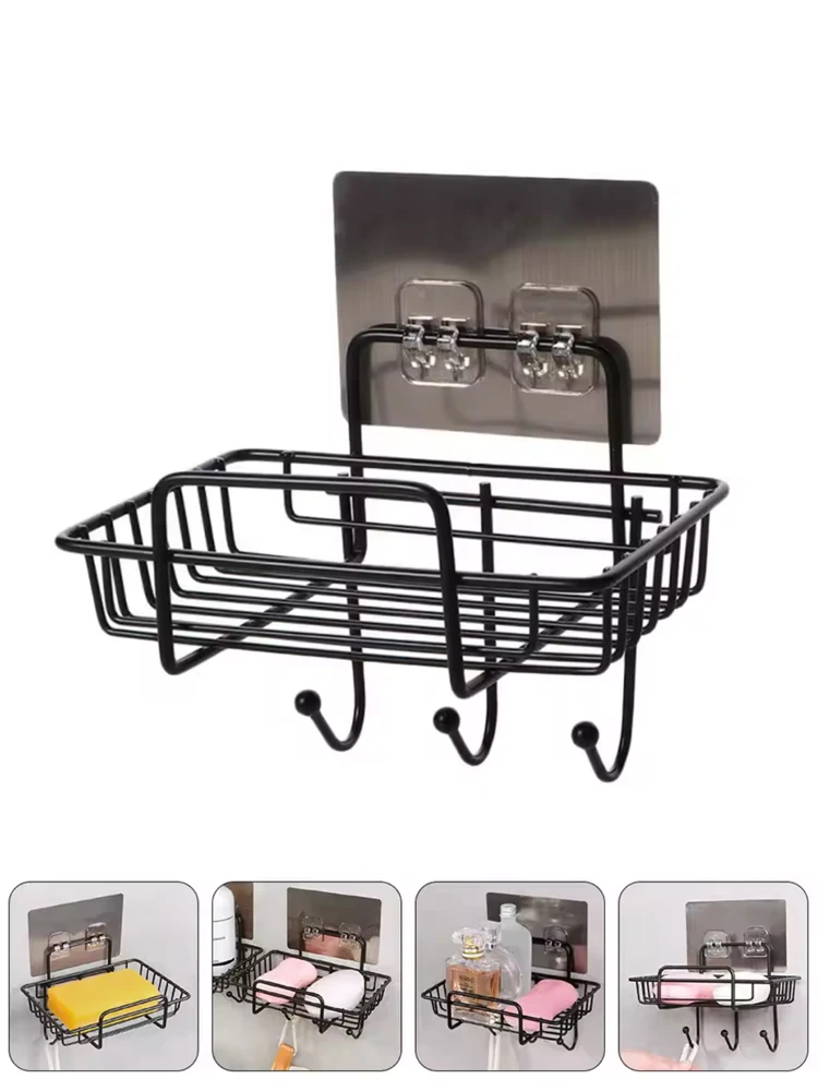 1Pc Wall-Mounted Soap Rack Black Iron Soap Holder for Kitchen Bathroom Storage Draining Rack with Hooks Towel Hanger
1Pc Wall-Mounted Soap Rack Black Iron Soap Holder for Kitchen Bathroom Storage Draining Rack with Hooks Towel Hanger