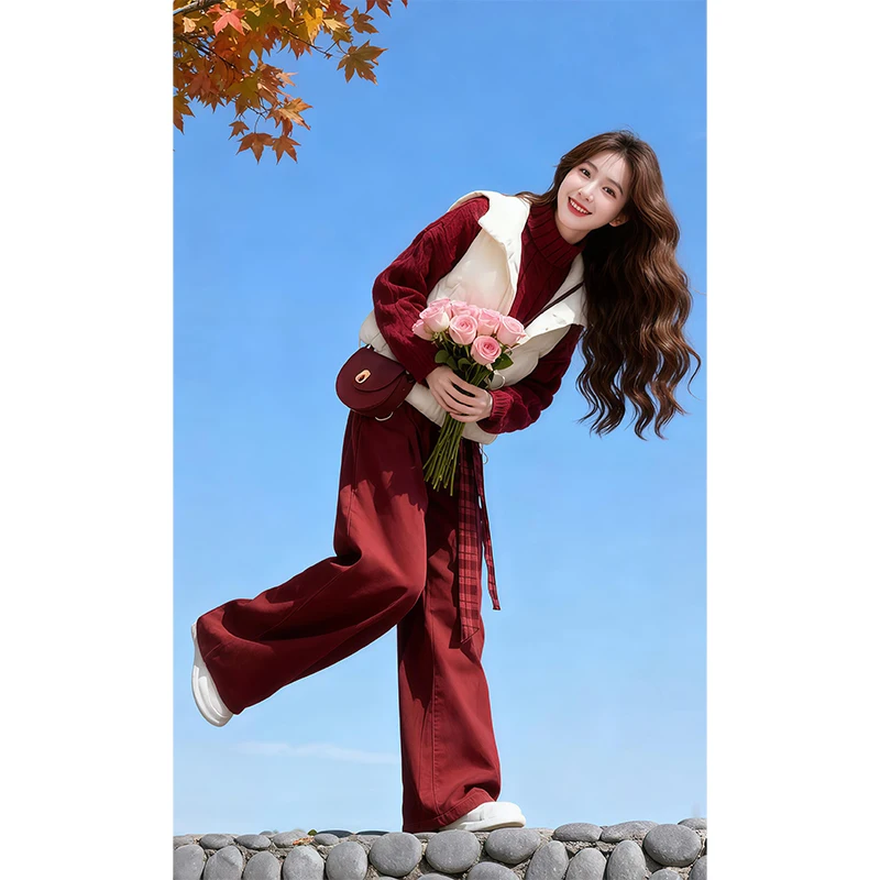 Красный Cisas, новогодний женский модный комплект, свитер, жилет, широкие брюки, футболки с высокой талией, длинный свек, повседневный воротник...
Красный Cisas, новогодний женский модный комплект, свитер, жилет, широкие брюки, футболки с высокой талией, длинный свек, повседневный воротник...