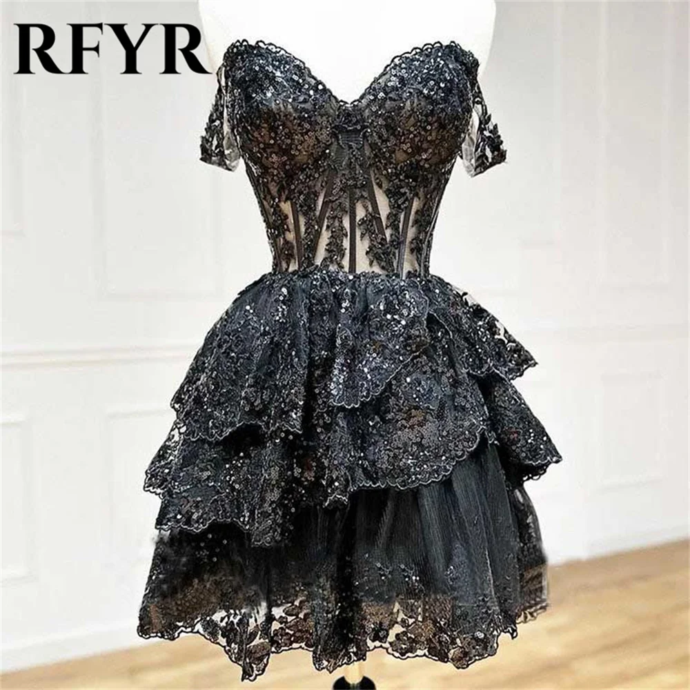 RFYR Black A-line Evening Dress Corset Off The Shoulder Sweetheart Tulle Prom Dress with Applique 프롬드레스 Sequin Pleat Party Dress
RFYR Black A-line Evening Dress Corset Off The Shoulder Sweetheart Tulle Prom Dress with Applique 프롬드레스 Sequin Pleat Party Dress