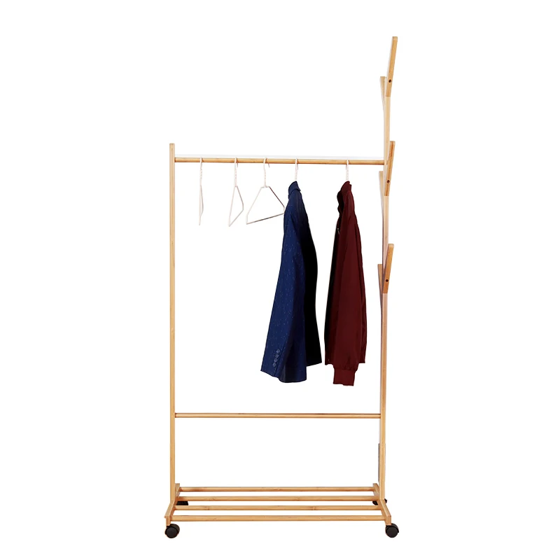 Rolling 3-in-1 Clothes Hanging Organizer Bamboo Coat Rack with Storage Rack with 6
Rolling 3-in-1 Clothes Hanging Organizer Bamboo Coat Rack with Storage Rack with 6
