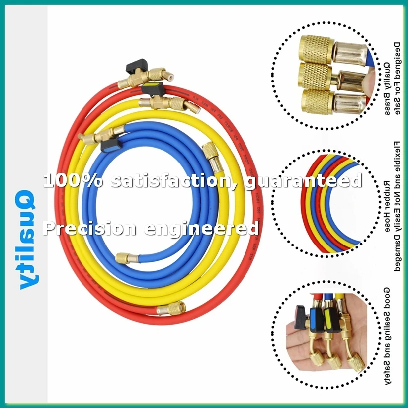 1.6M Refrigerant A/C Charging Hoses with Ball Valves HVAC 1/4In SAE Fit for R134A R12 Coolant Adding and Air Condition-A86Z
1.6M Refrigerant A/C Charging Hoses with Ball Valves HVAC 1/4In SAE Fit for R134A R12 Coolant Adding and Air Condition-A86Z