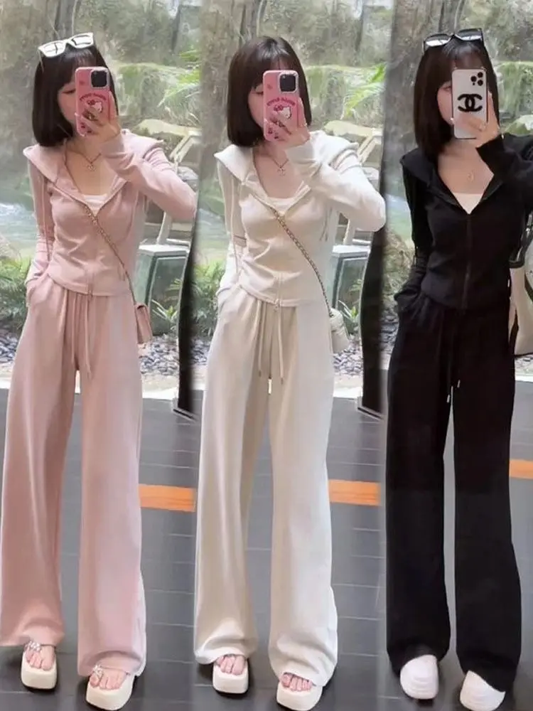 Fashionable Casual Women's Two-Piece Set Spring 2026 Hoodie Wide Leg Pants Small Size Sports Outfit High Waist Straight Leg
Fashionable Casual Women's Two-Piece Set Spring 2026 Hoodie Wide Leg Pants Small Size Sports Outfit High Waist Straight Leg