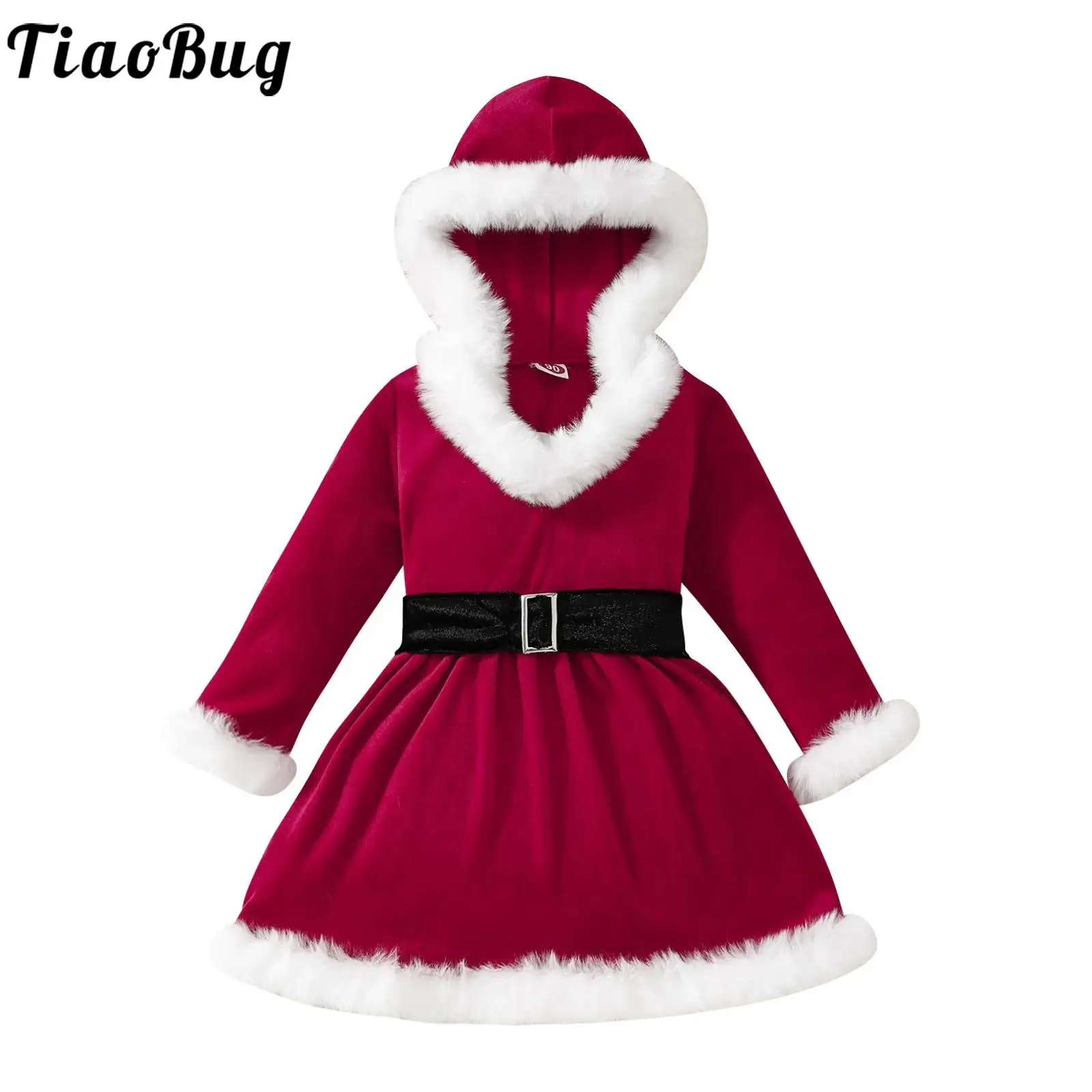 Toddler Baby Girls Christmas Dress New Year Party Santa Claus Cosplay Costume Long Sleeve Fluffy Plush Trim Velvet Hooded Dress
Toddler Baby Girls Christmas Dress New Year Party Santa Claus Cosplay Costume Long Sleeve Fluffy Plush Trim Velvet Hooded Dress