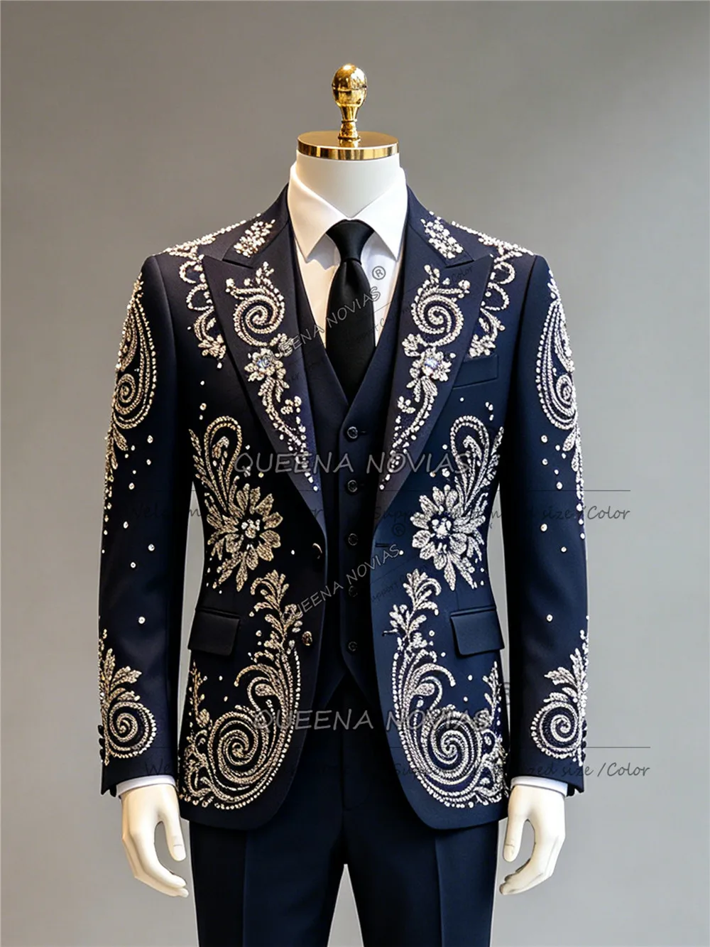 Luxury Crystals Beading Suit Man Formal Wear Single Breasted Prom Blazer Customized 3 Piece Sets Costumes Hommes Pour Mariage
Luxury Crystals Beading Suit Man Formal Wear Single Breasted Prom Blazer Customized 3 Piece Sets Costumes Hommes Pour Mariage