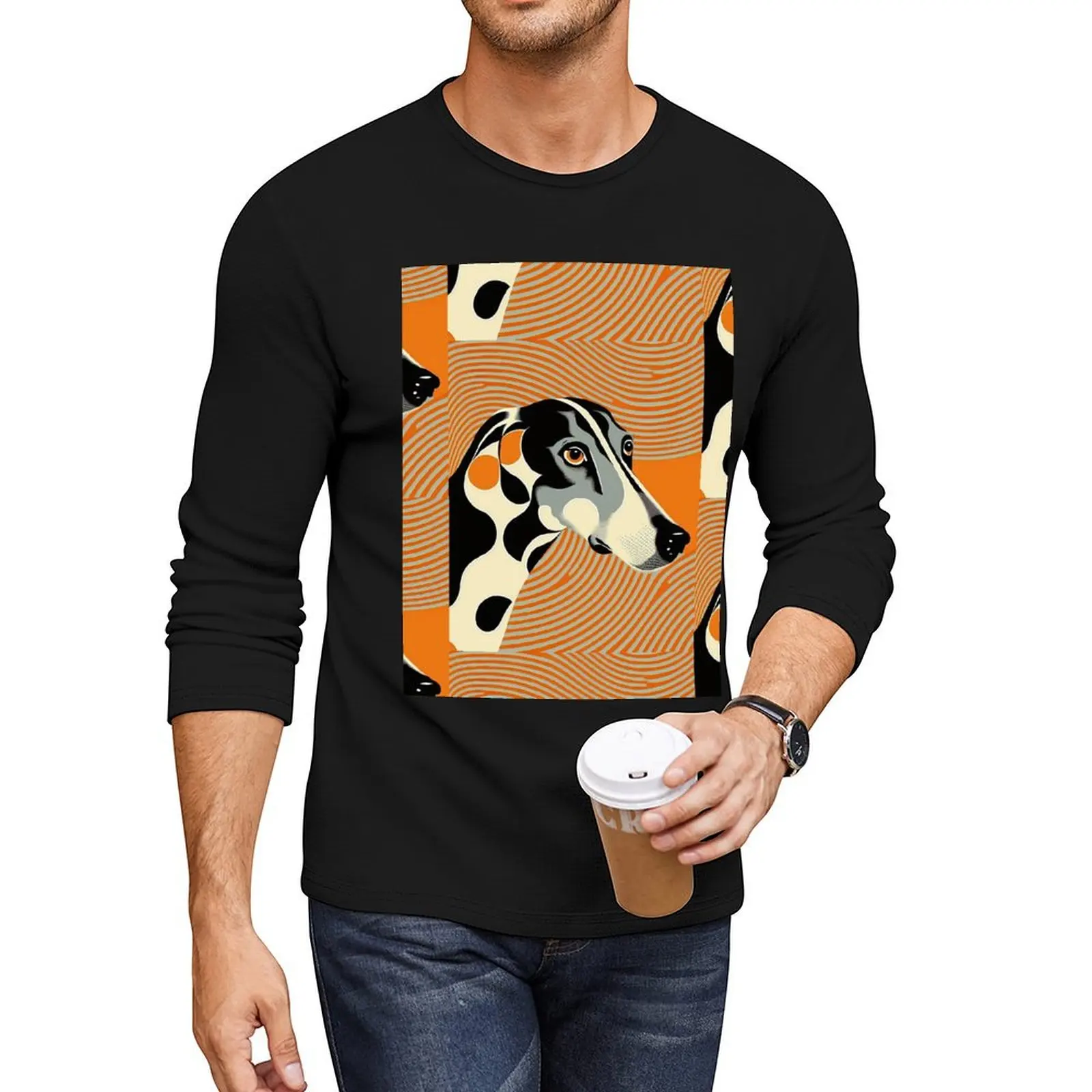 Greyhound dog on an orange op art background Long T-Shirt animal print shirt for boys Blouse T-shirts for men cotton
Greyhound dog on an orange op art background Long T-Shirt animal print shirt for boys Blouse T-shirts for men cotton